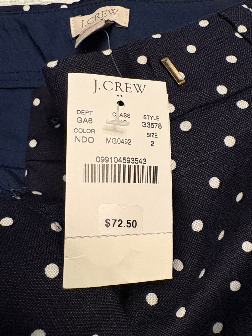 J. Crew Navy and White Polka Dot Scallop Shorts - Picture 2 of 3